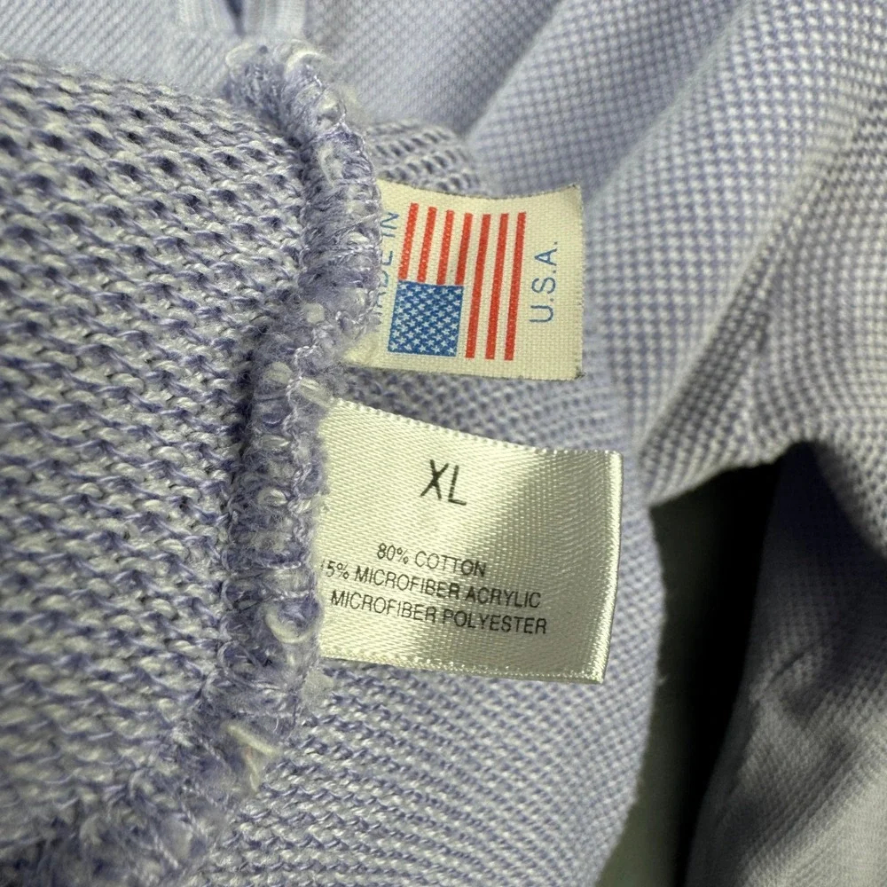 St. Croix Shop Mens XL Quarter Zip Pullover Sweater Blue Cotton Blend Mock Neck